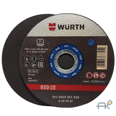 Круг отрезной d 125х1.0мм. прямой. RED LINE. сталь Wurth (арт.0669201250)
